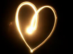 A heart drawn in glowing light